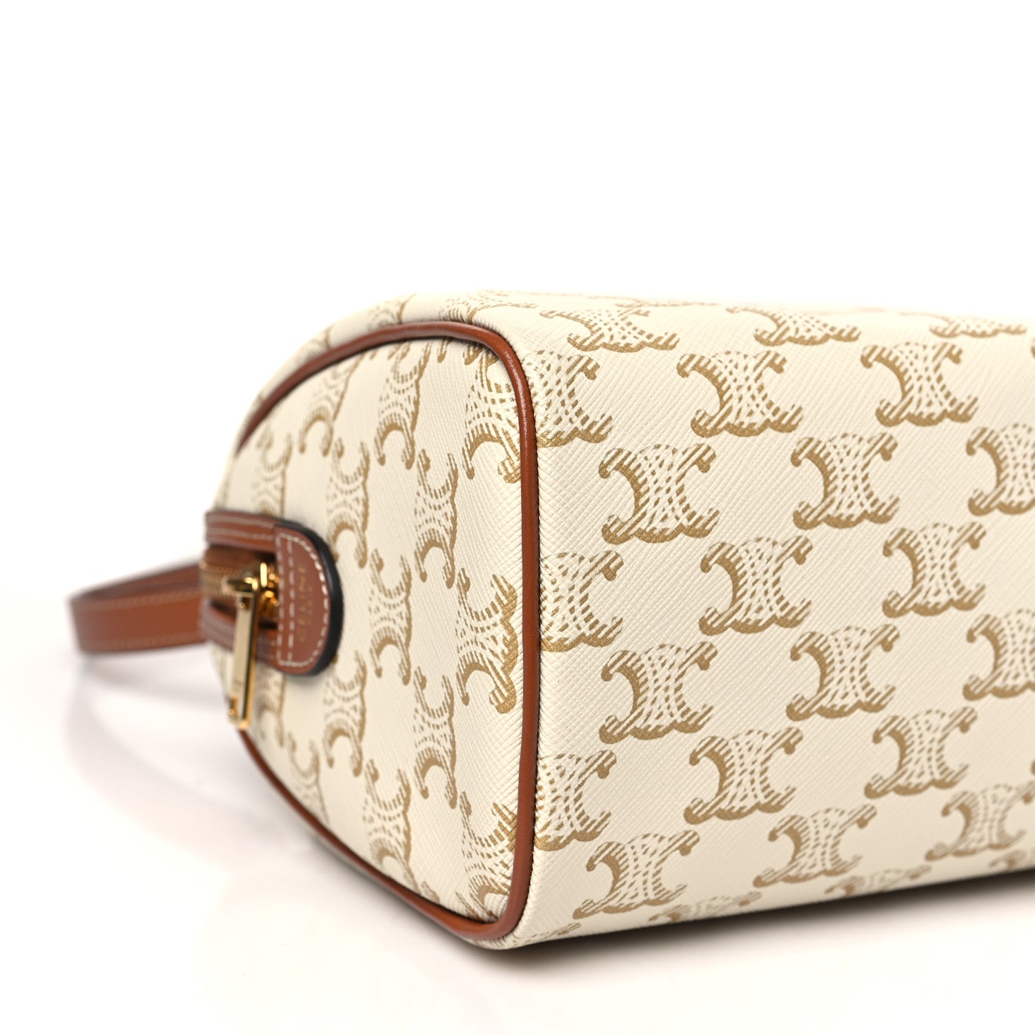 Celine Triomphe Canvas Calfskin Small Boston Bag White 8 of 10