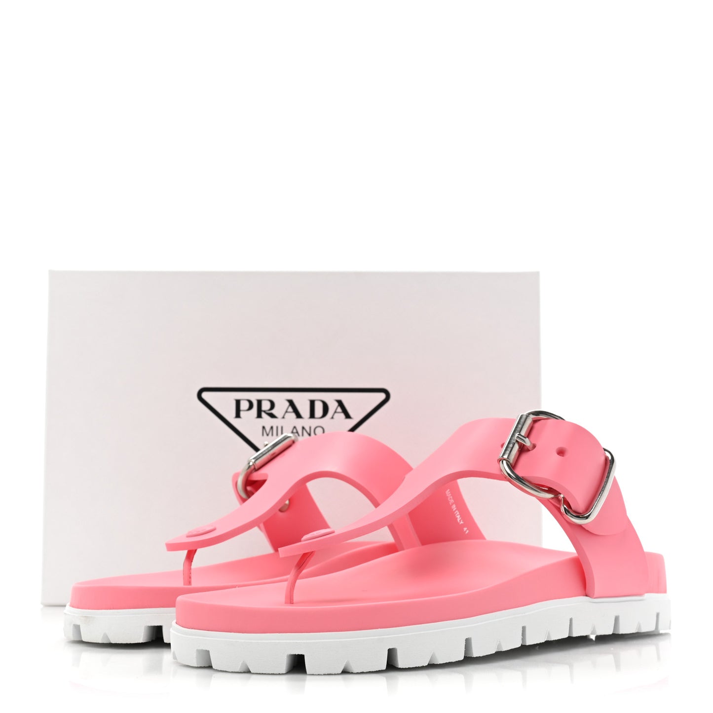 EVA Rubber Buckled Lug Sole 20mm Thong Sandals 41 Begonia