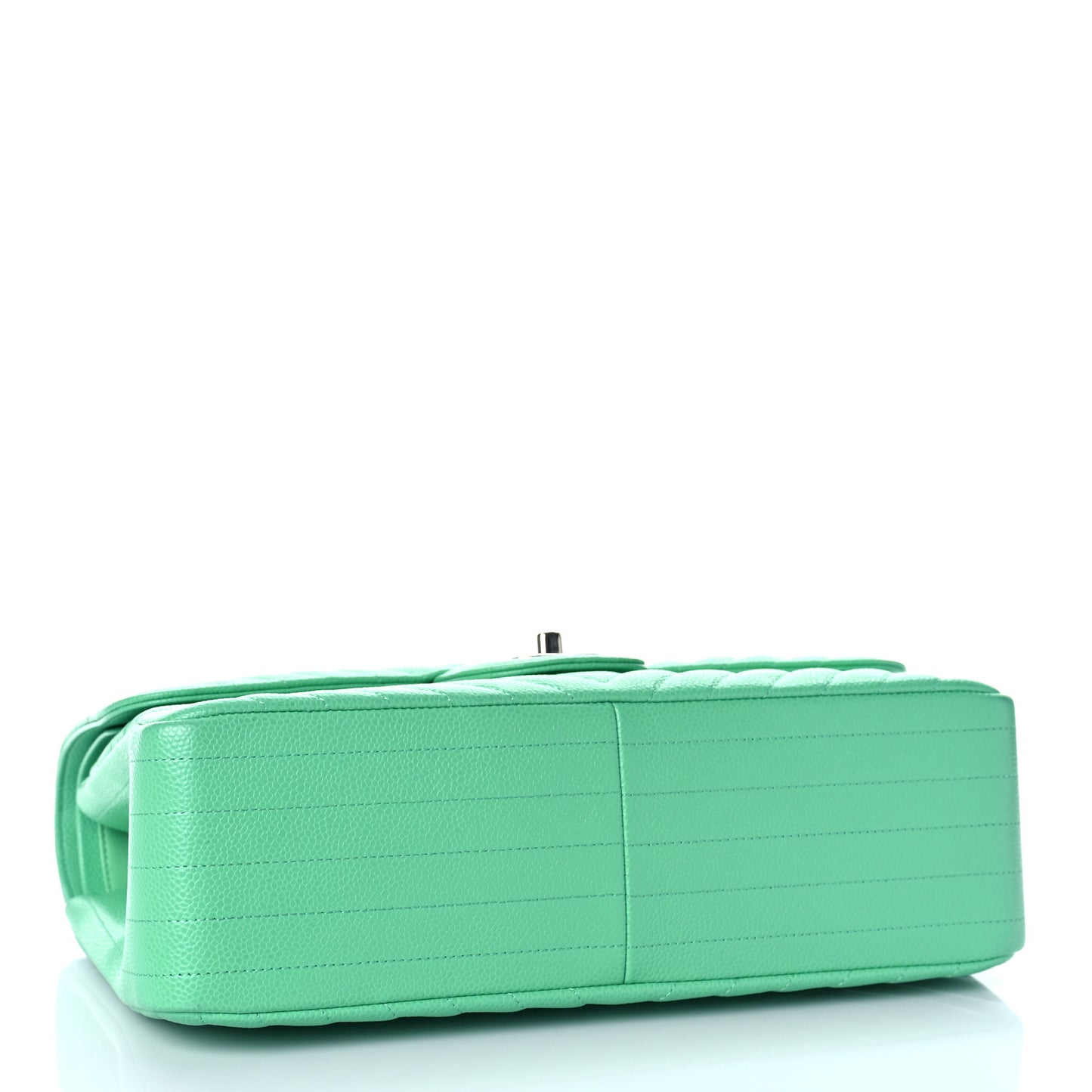 Caviar Chevron Quilted Jumbo Double Flap Green
