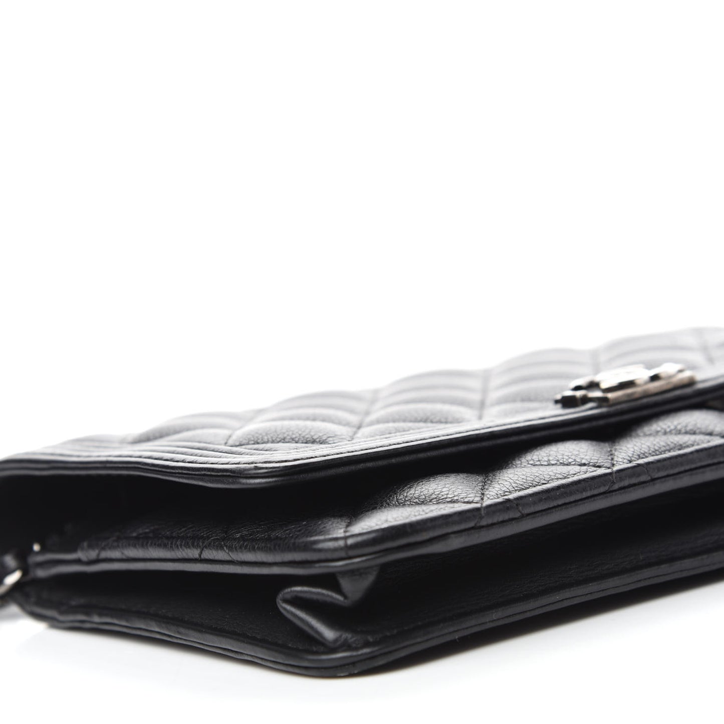 Calfskin Quilted Boy Wallet On Chain WOC Black