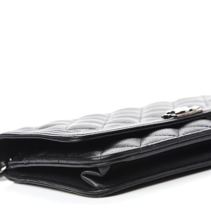 Chanel Calfskin Quilted Boy Wallet On Chain WOC Black 6 of 15