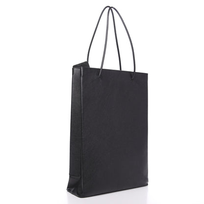 Balenciaga Calfskin Medium Logo North South Shopping Tote Black 2 of 11