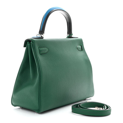 Hermes Togo Au Pas Kelly Retourne 28 Malachite Turquoise Black 3 of 10