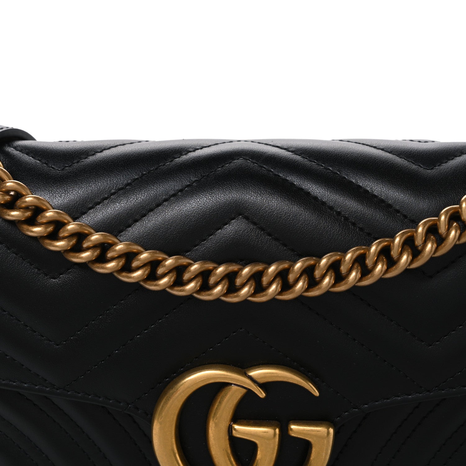 Gucci Calfskin Matelasse Small GG Marmont Shoulder Bag Black 8 of 10