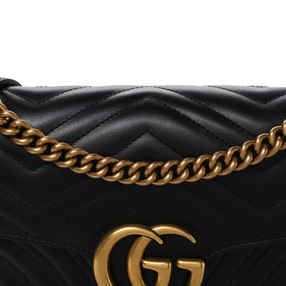 Gucci Calfskin Matelasse Small GG Marmont Shoulder Bag Black 8 of 10