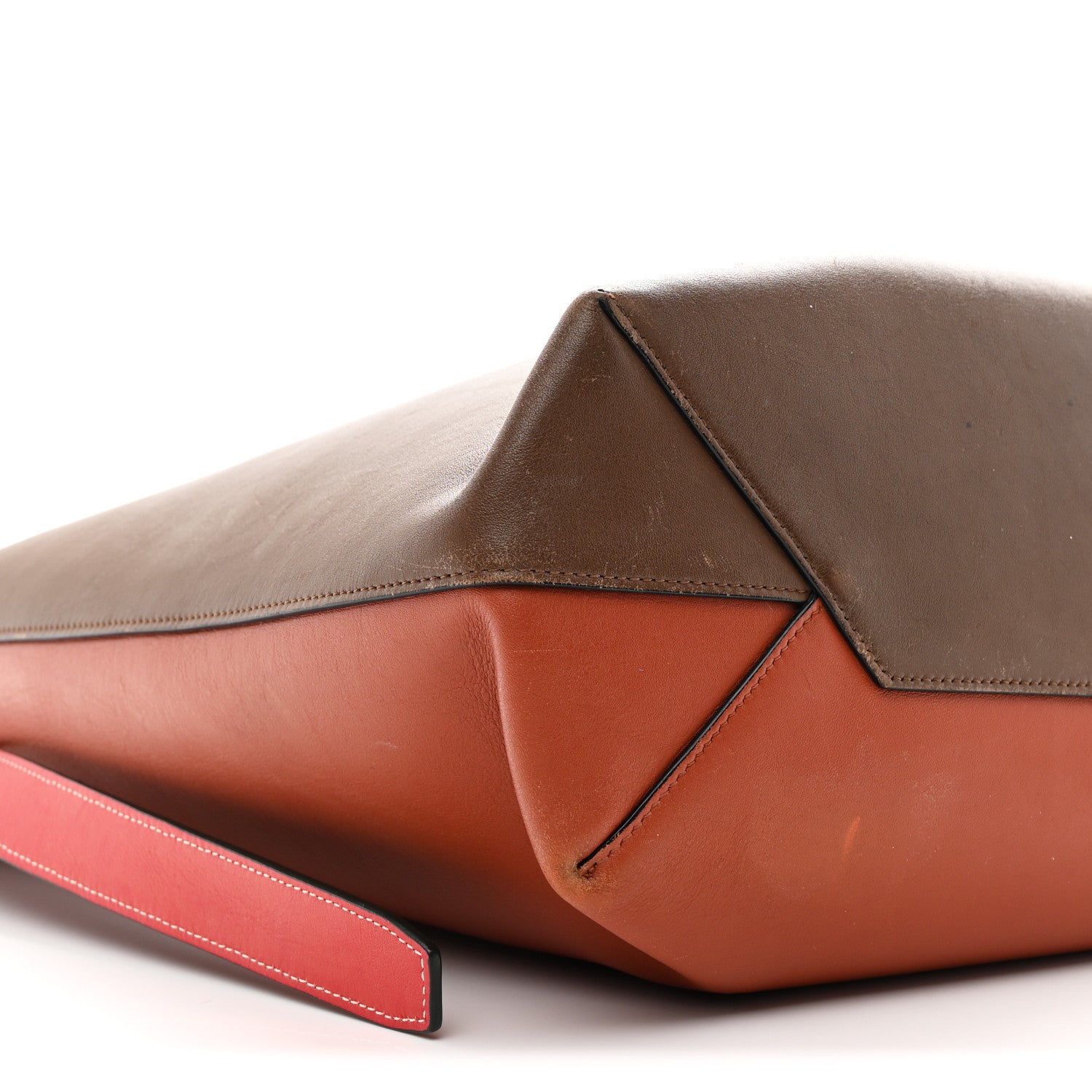Celine Shiny Smooth Calfskin Small Twisted Cabas Camel Brick