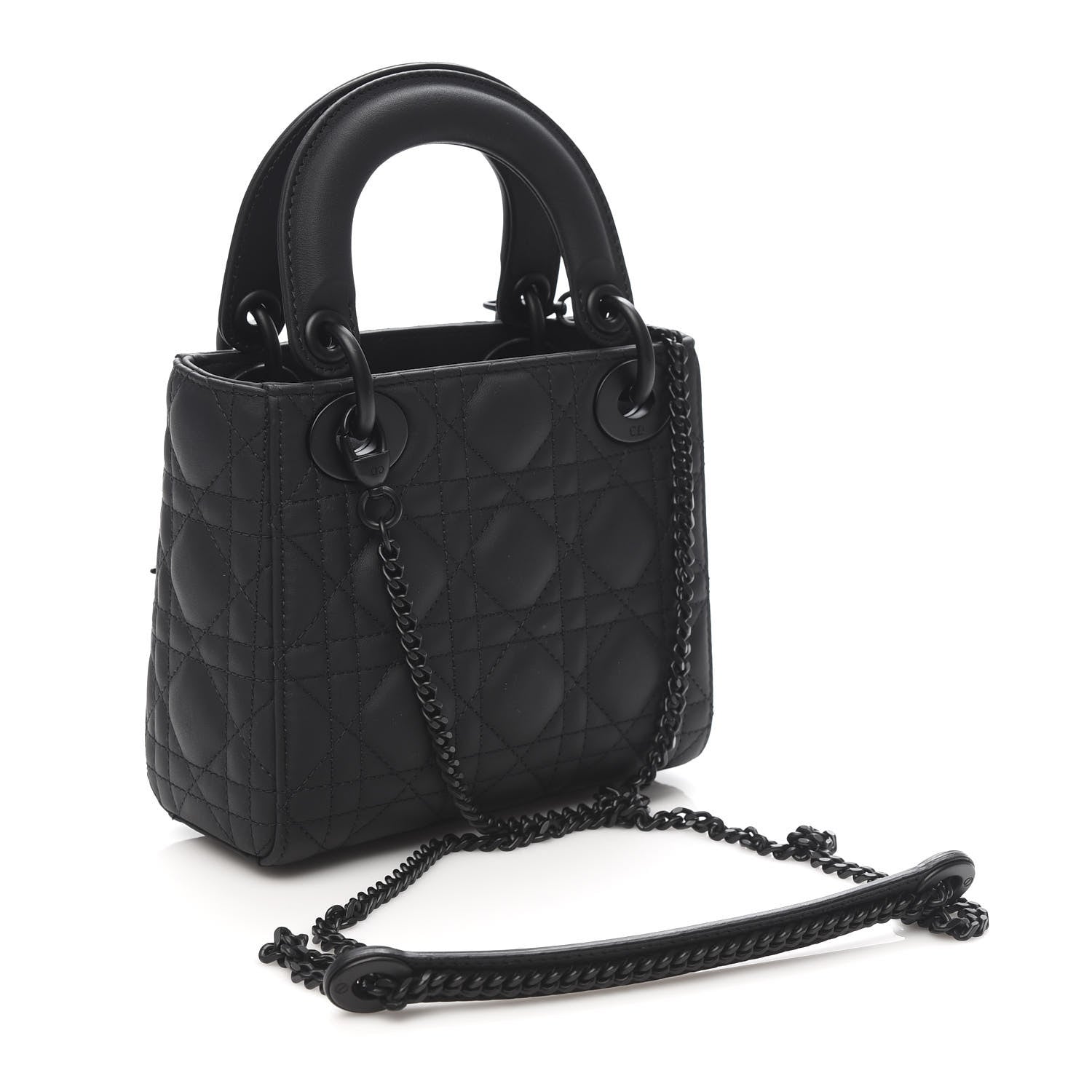 Christian Dior Ultra Matte Calfskin Cannage Mini Lady Dior Black 3 of 12