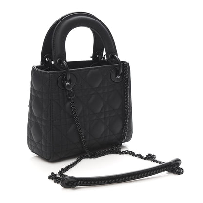 Christian Dior Ultra Matte Calfskin Cannage Mini Lady Dior Black 3 of 12