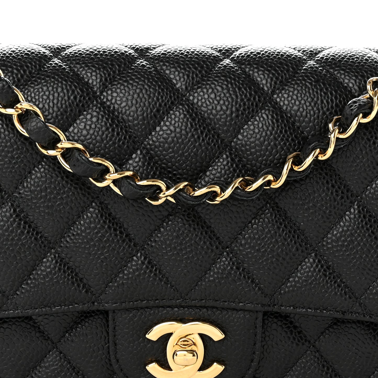 Caviar Quilted Medium Double Flap Black