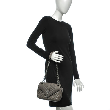 Saint Laurent Grain De Poudre Medium Triquilt Monogram Satchel Earth 2 of 6