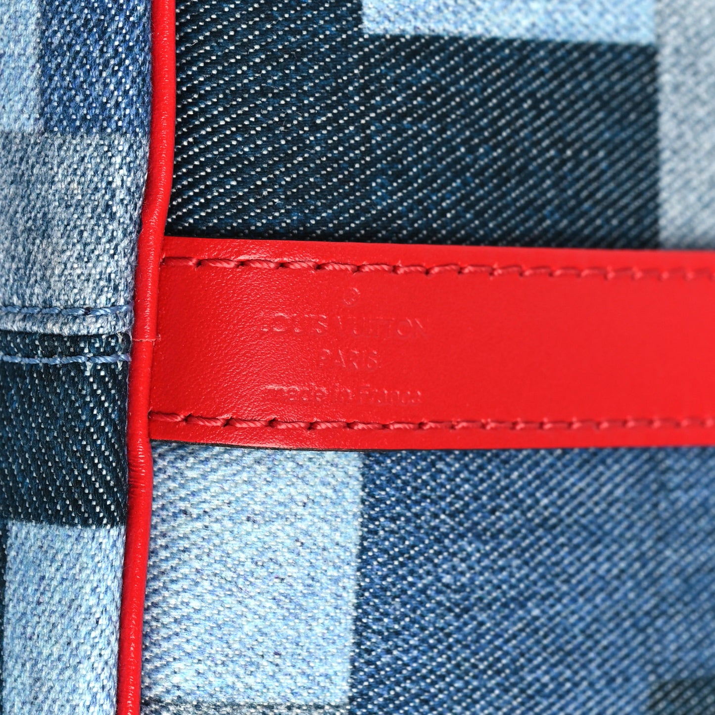 Denim Damier Monogram Patchwork Speedy Bandouliere 30 Blue Rouge