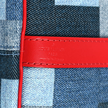 Louis Vuitton Denim Damier Monogram Patchwork Speedy Bandouliere 30 Blue Rouge 7 of 9
