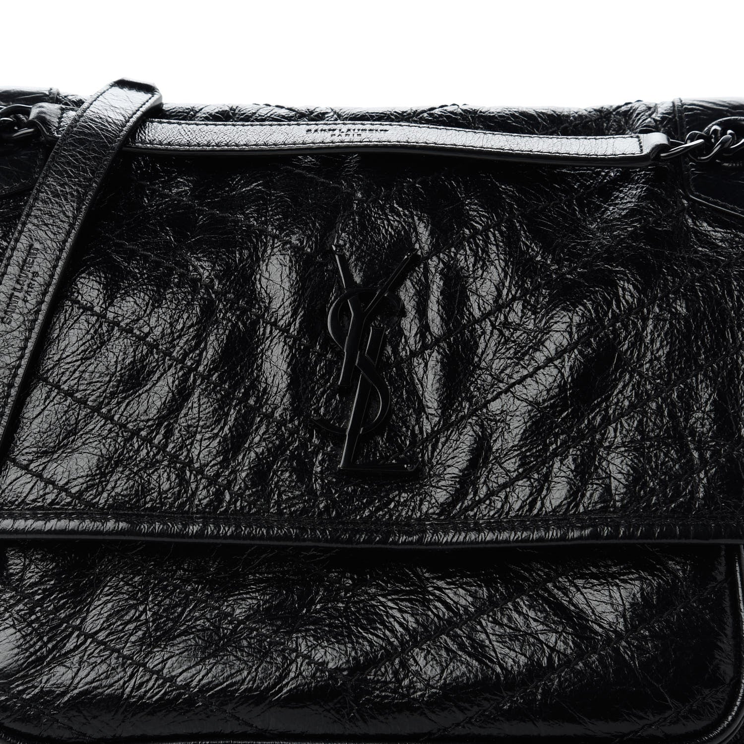Saint Laurent Crinkled Calfskin Matelasse Monogram Medium Niki Chain Satchel Black 10 of 10