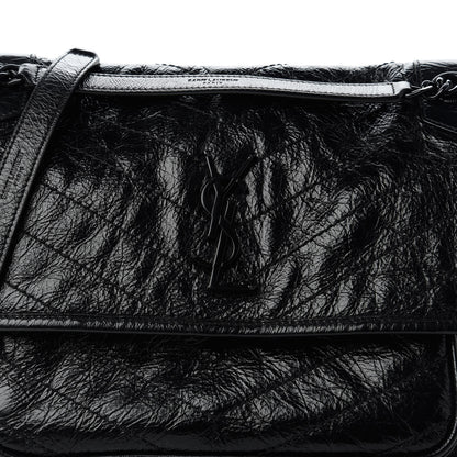 Saint Laurent Crinkled Calfskin Matelasse Monogram Medium Niki Chain Satchel Black 10 of 10