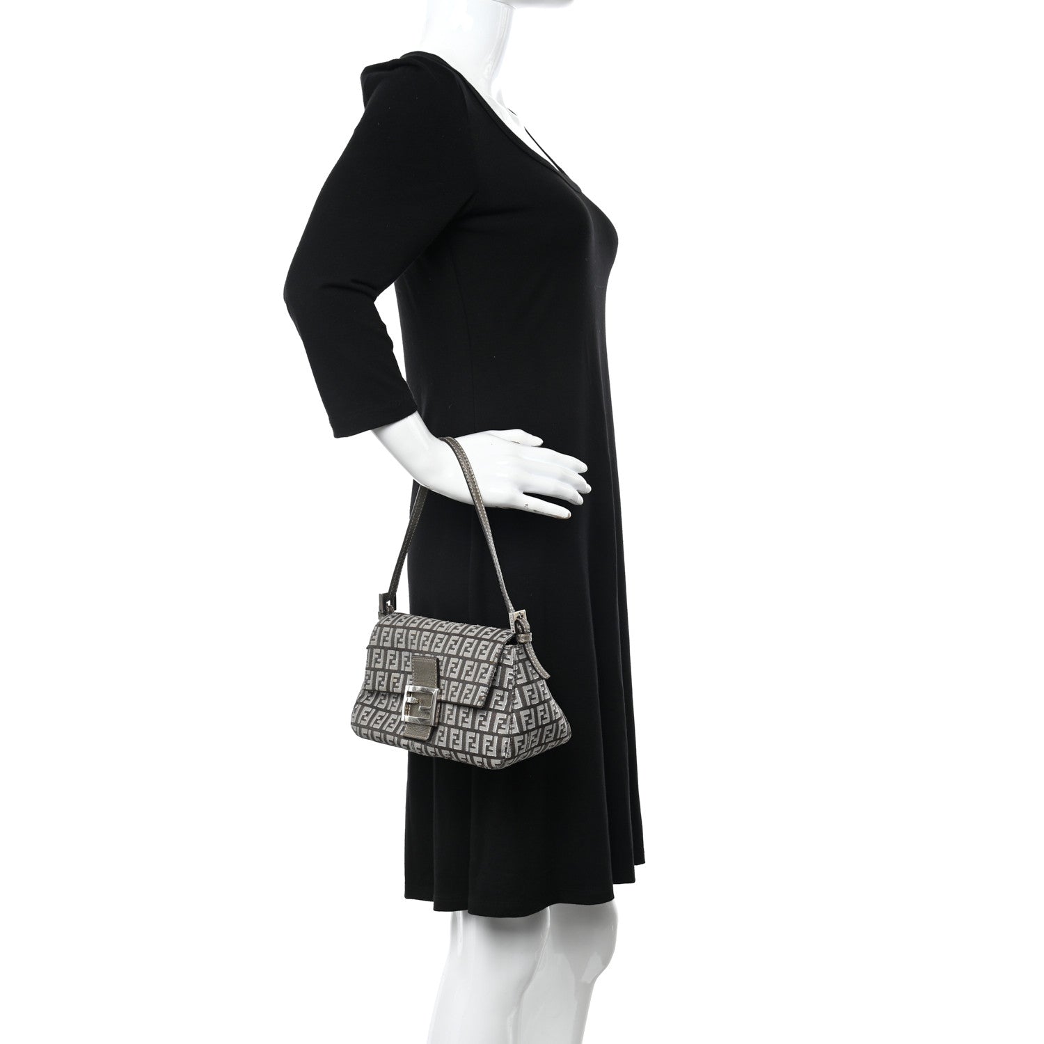 Fendi Metallic Zucchino Mini Mama Baguette Caffe Argilla Canna di Fucile 2 of 13