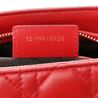 Christian Dior Lambskin Cannage Medium Lady Dior Red 7 of 10