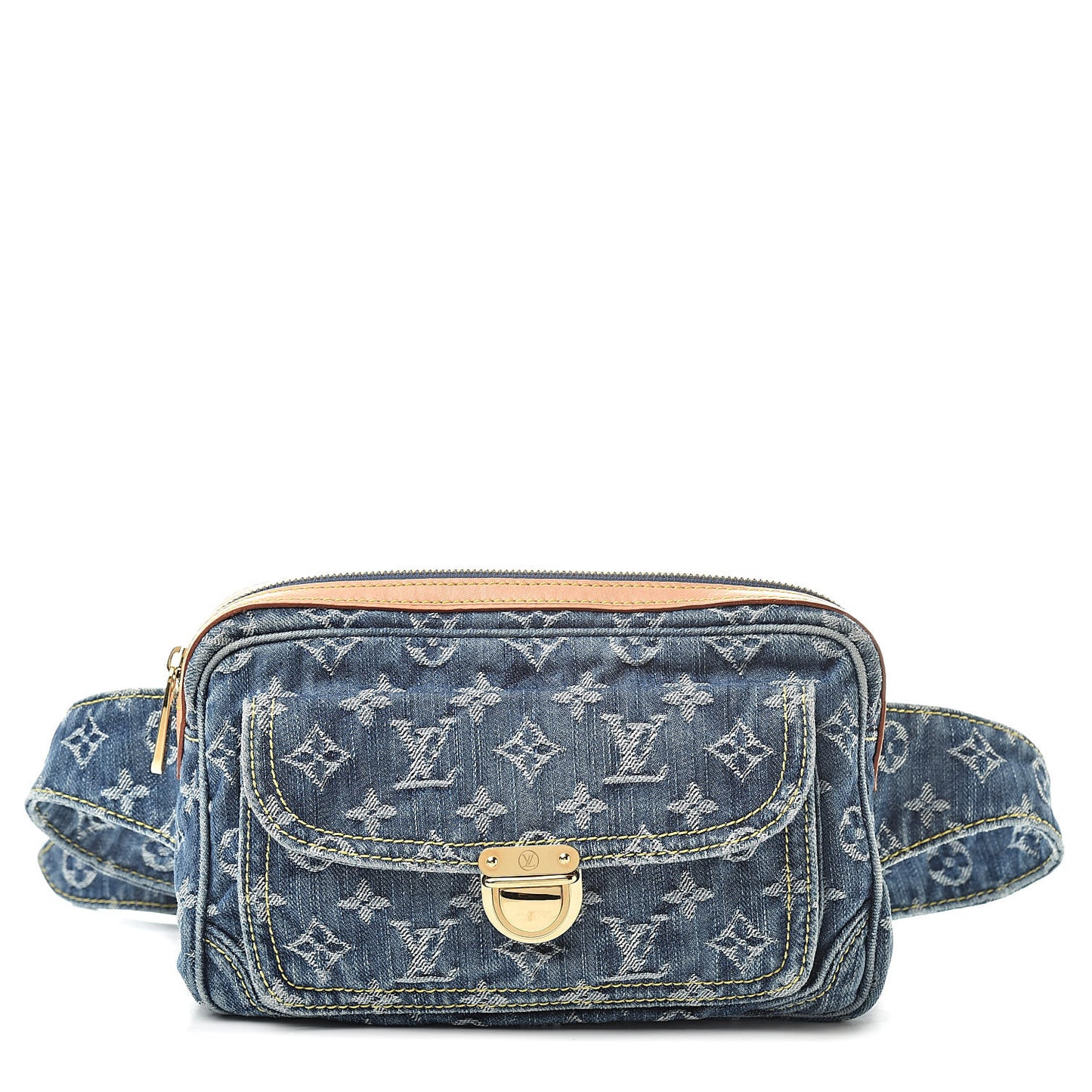 Monogram Denim Bum Bag Blue