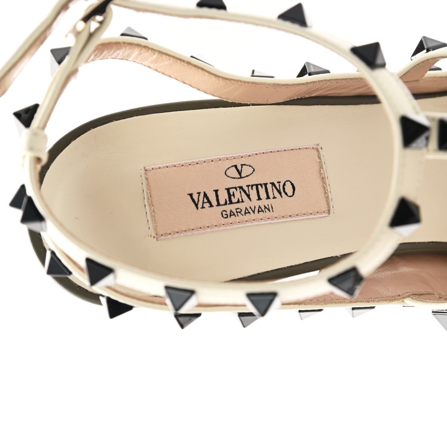 Valentino Garavani Nappa Rockstud Ankle Strap 100mm Pumps 40.5 Army Green Light Ivory 7 of 9