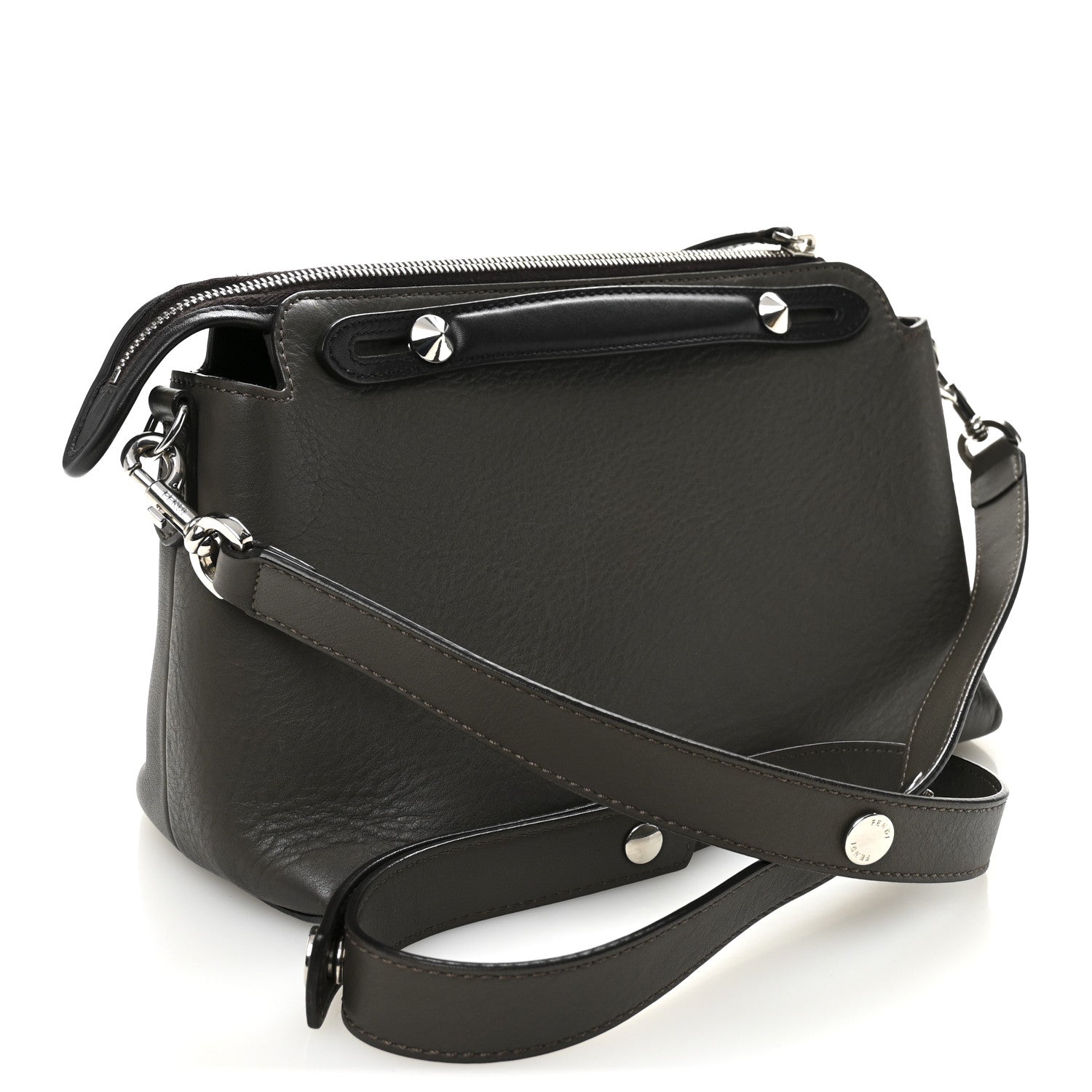 Fendi Vitello Dolce 4 Color Medium By The Way Boston Bag Carbone Grigio Polvere Multicolor 3 of 15