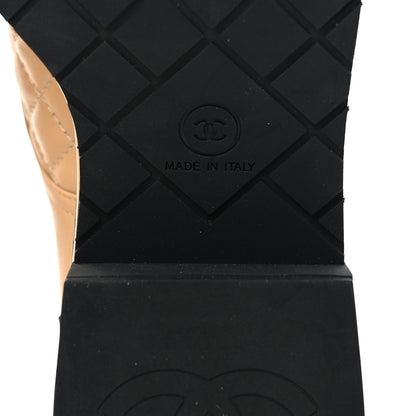 Chanel Lambskin Patent Calfskin Quilted Lace Up Boots 38 Beige Black 8 of 9