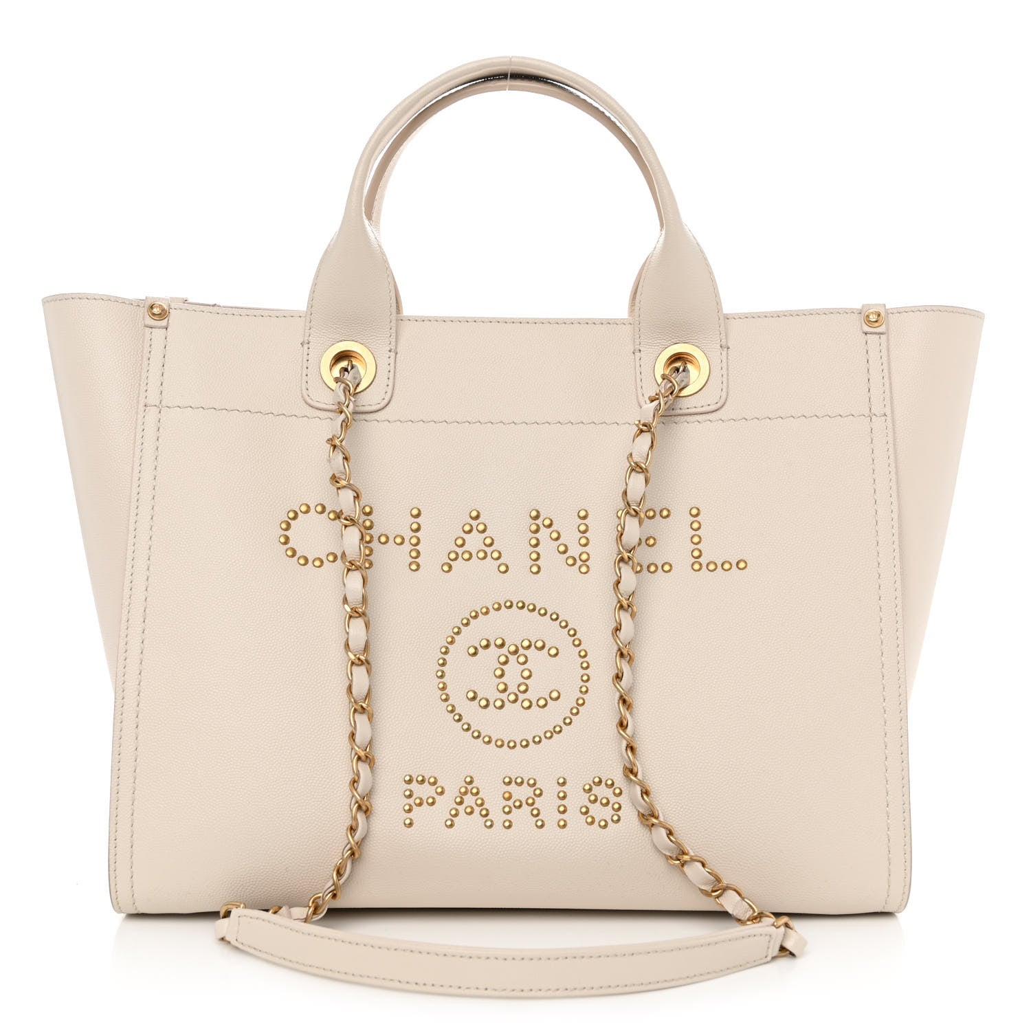 Chanel Caviar Small Studded Deauville Tote Ivory 1 of 13