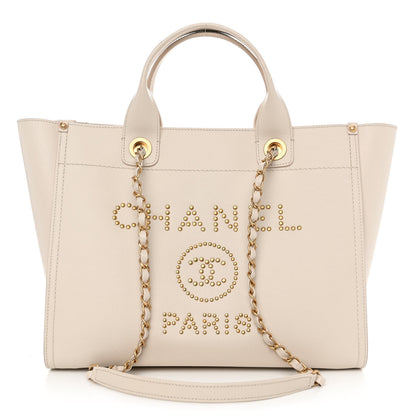 Chanel Caviar Small Studded Deauville Tote Ivory 1 of 13