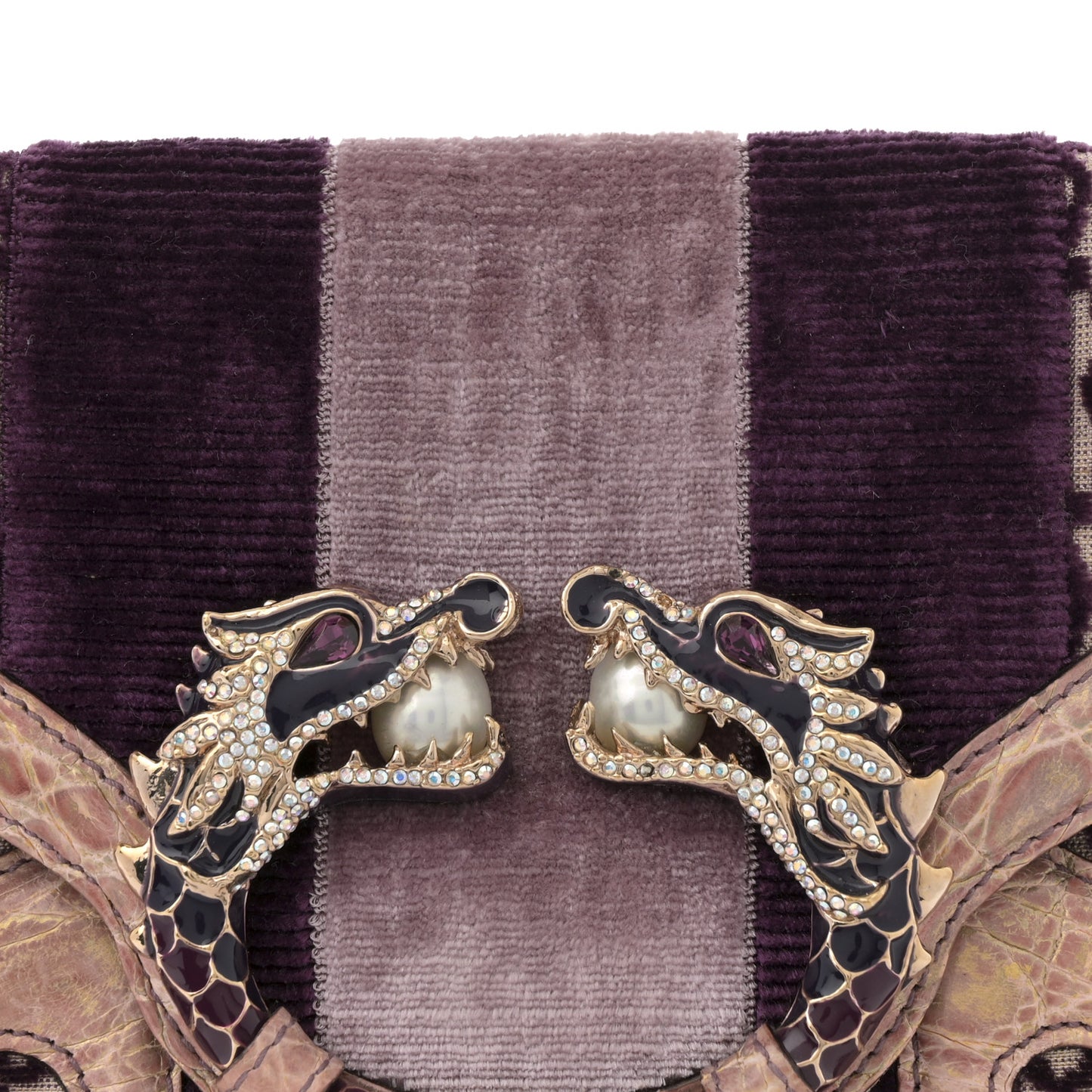 Velvet Monogram Crocodile Tom Ford Jeweled Dragon Shoulder Bag Purple