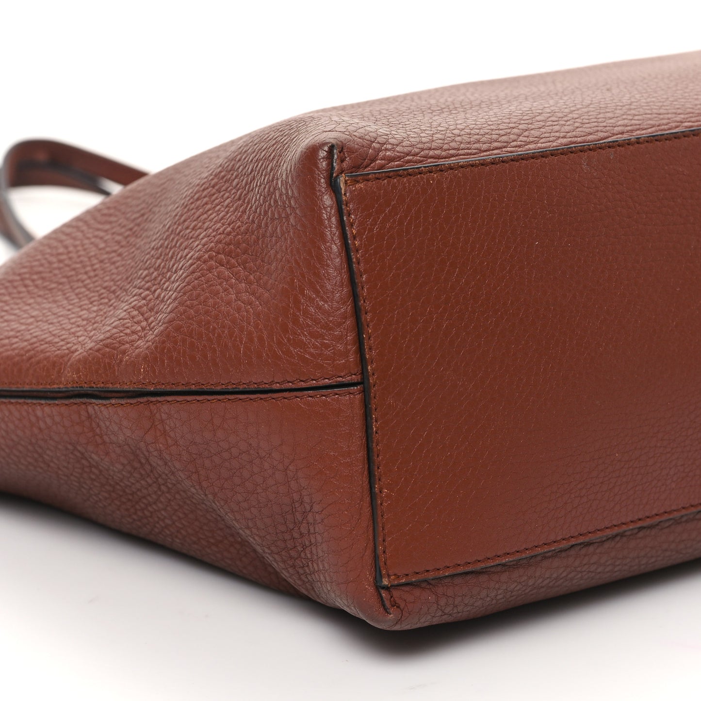 Grained Calfskin Rockstud Shoulder Tote Bright Cognac