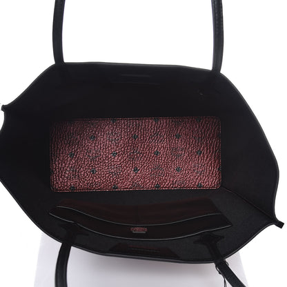 MCM Metallic Visetos Medium Kira North South Shopper Tote Scooter Red 6 of 14