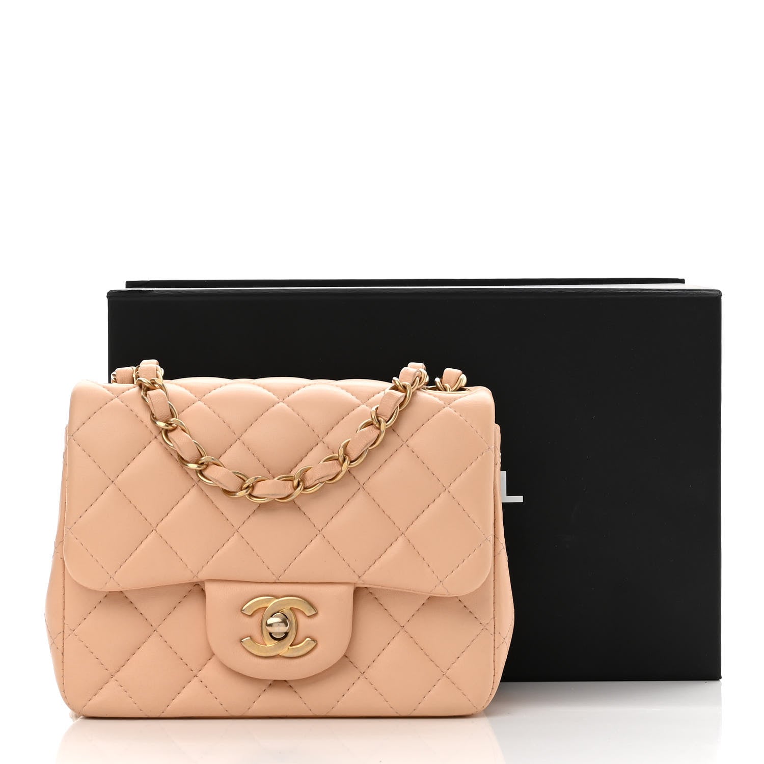 Chanel Lambskin Quilted Mini Square Flap Beige 10 of 10