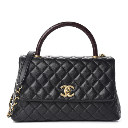 Chanel Caviar Lizard Embossed Quilted Small Coco Handle Flap Black 1 of 10
