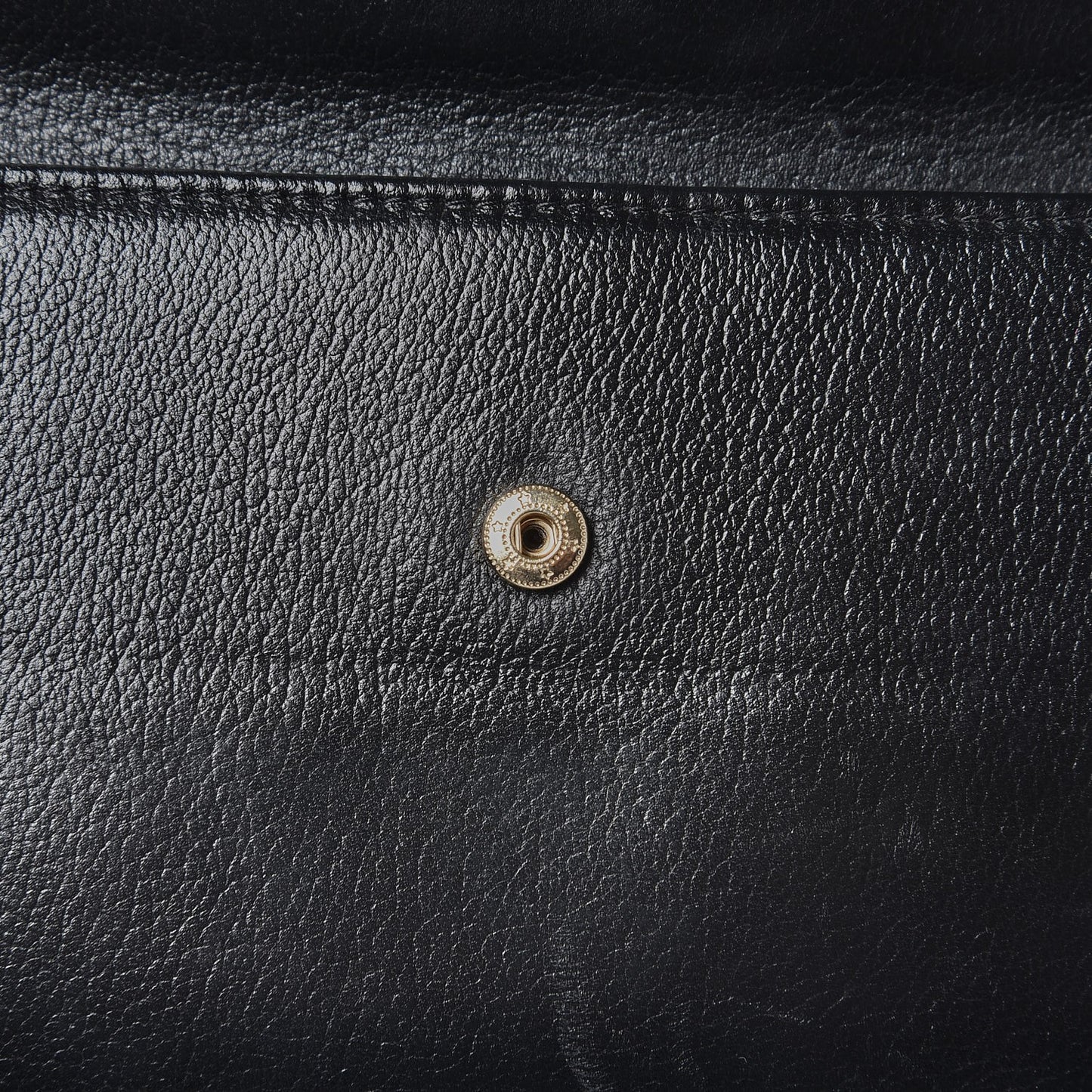 Goatskin Camellia Embossed Flap Wallet Black