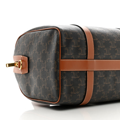 Celine Triomphe Canvas Calfskin Boston Bag Tan 8 of 9