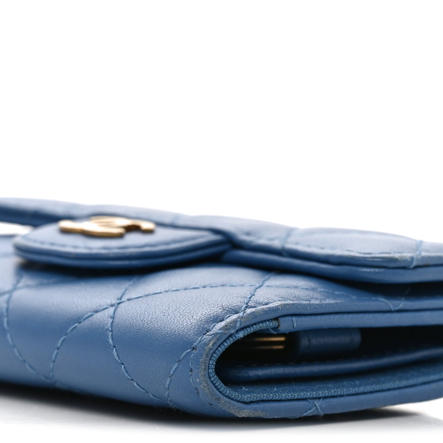 Lambskin Quilted 4 Key Holder Blue