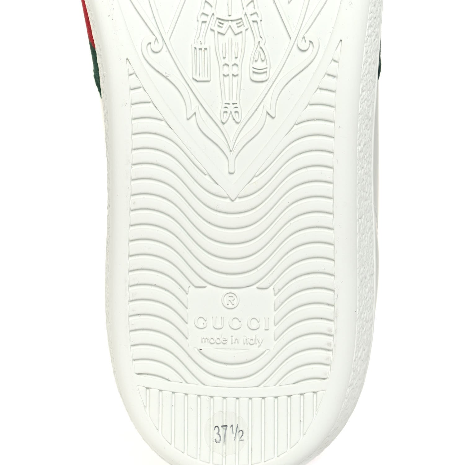 Gucci Calfskin Ayers Bee Embroidered Womens Ace Sneakers 37.5 White Green 6 of 9