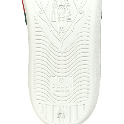 Gucci Calfskin Ayers Bee Embroidered Womens Ace Sneakers 37.5 White Green 6 of 9
