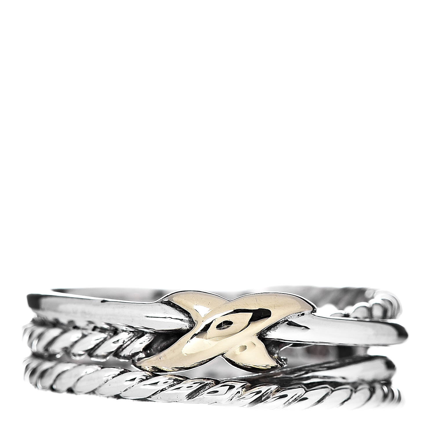 David Yurman Sterling Silver 18K Yellow Gold 6mm X Crossover Ring 50 5.5 1 of 4