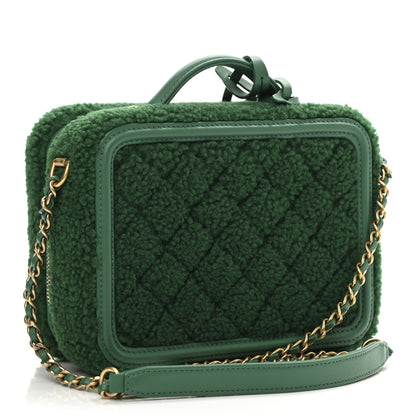 Chanel Lambskin Shearling Quilted Small CC Filigree Vanity Case Green 3 of 10