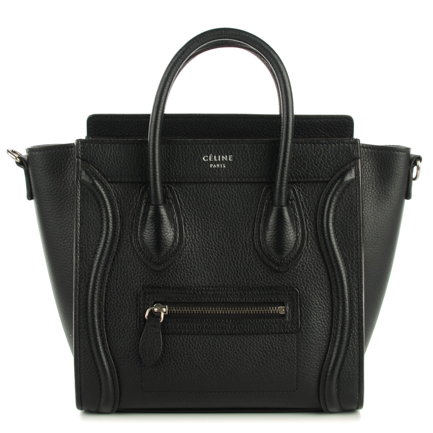 Celine Drummed Calfskin Nano Luggage Black 1 of 8