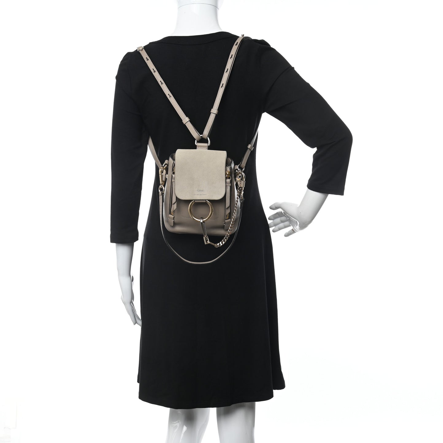 Suede Calfskin Mini Faye Backpack Motty Grey
