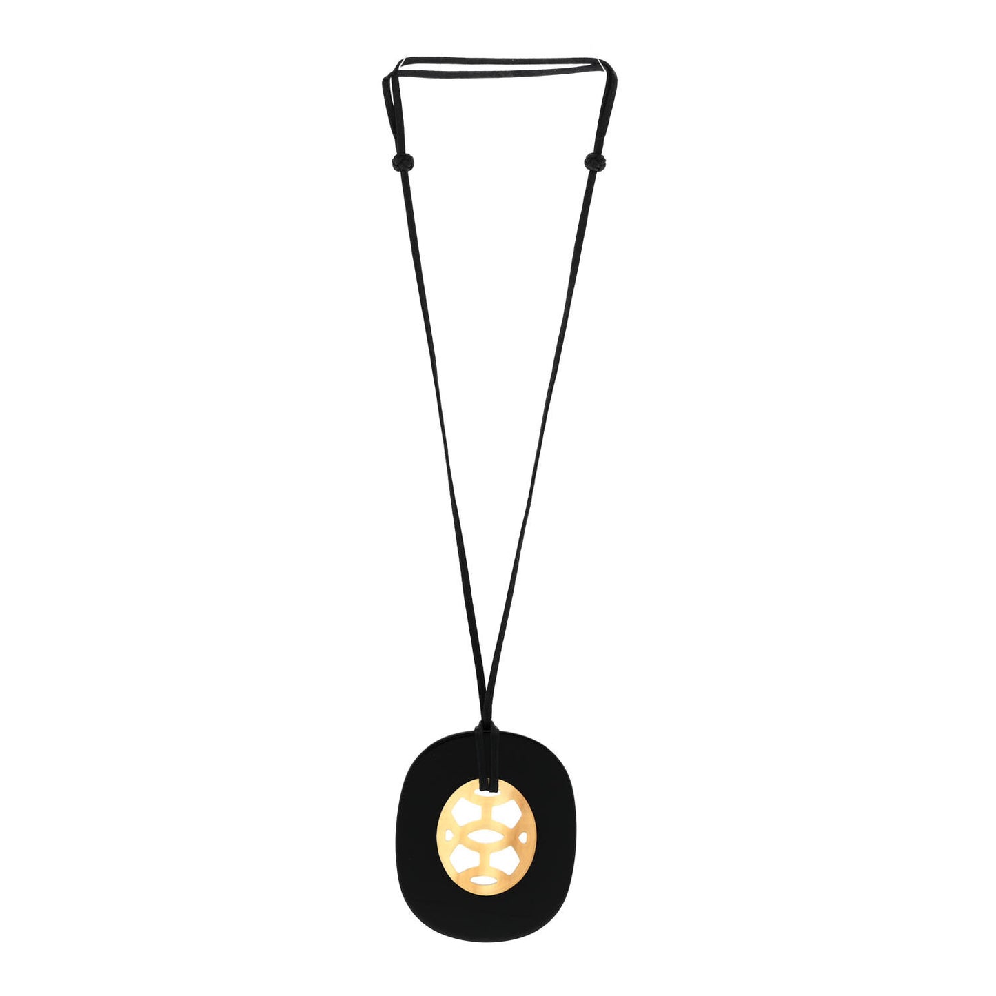 Buffalo Horn Lacquer Lift Necklace GM Black