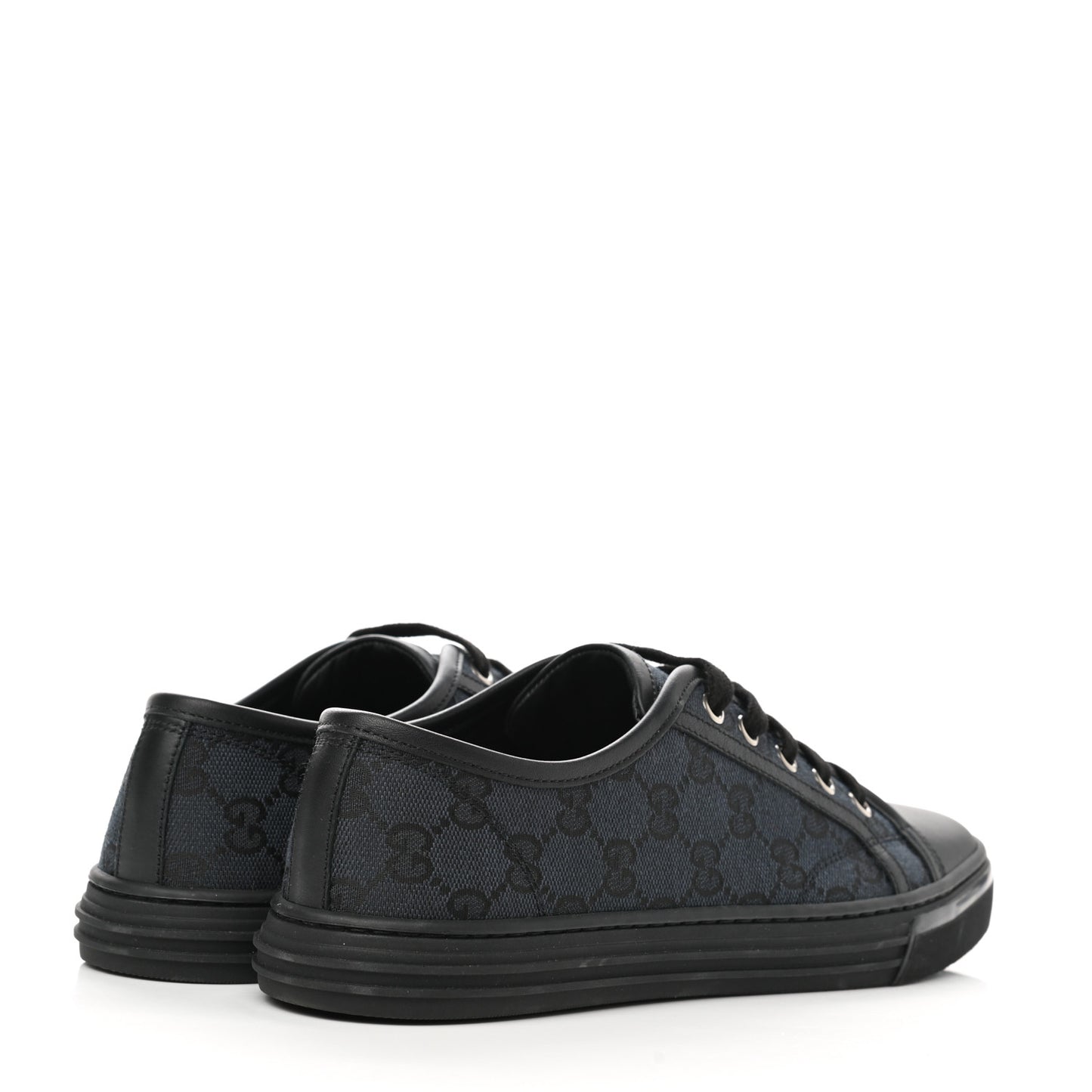 GG Monogram Calfskin Womens Low Top Sneakers 38.5 Piombo Black