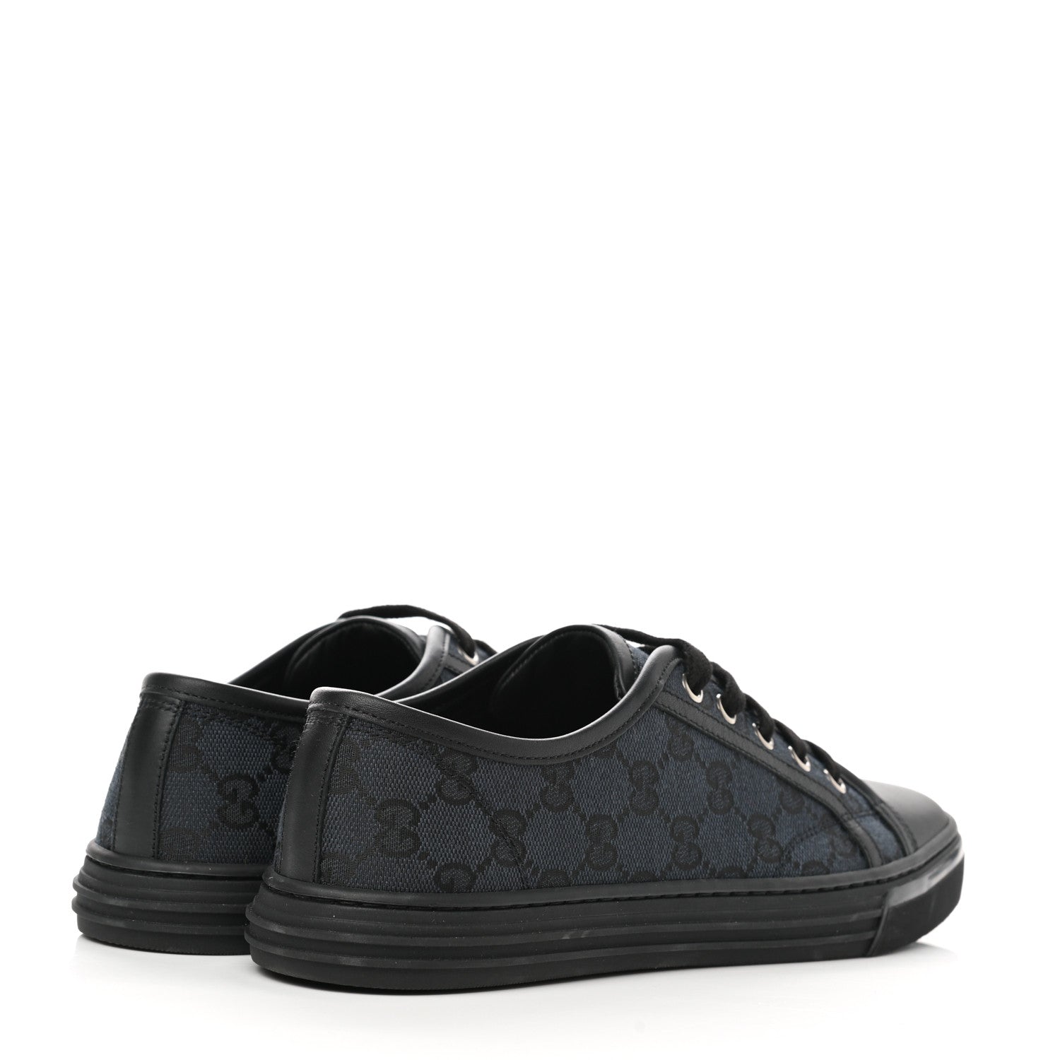 Gucci GG Monogram Calfskin Womens Low Top Sneakers 38.5 Piombo Black 3 of 9