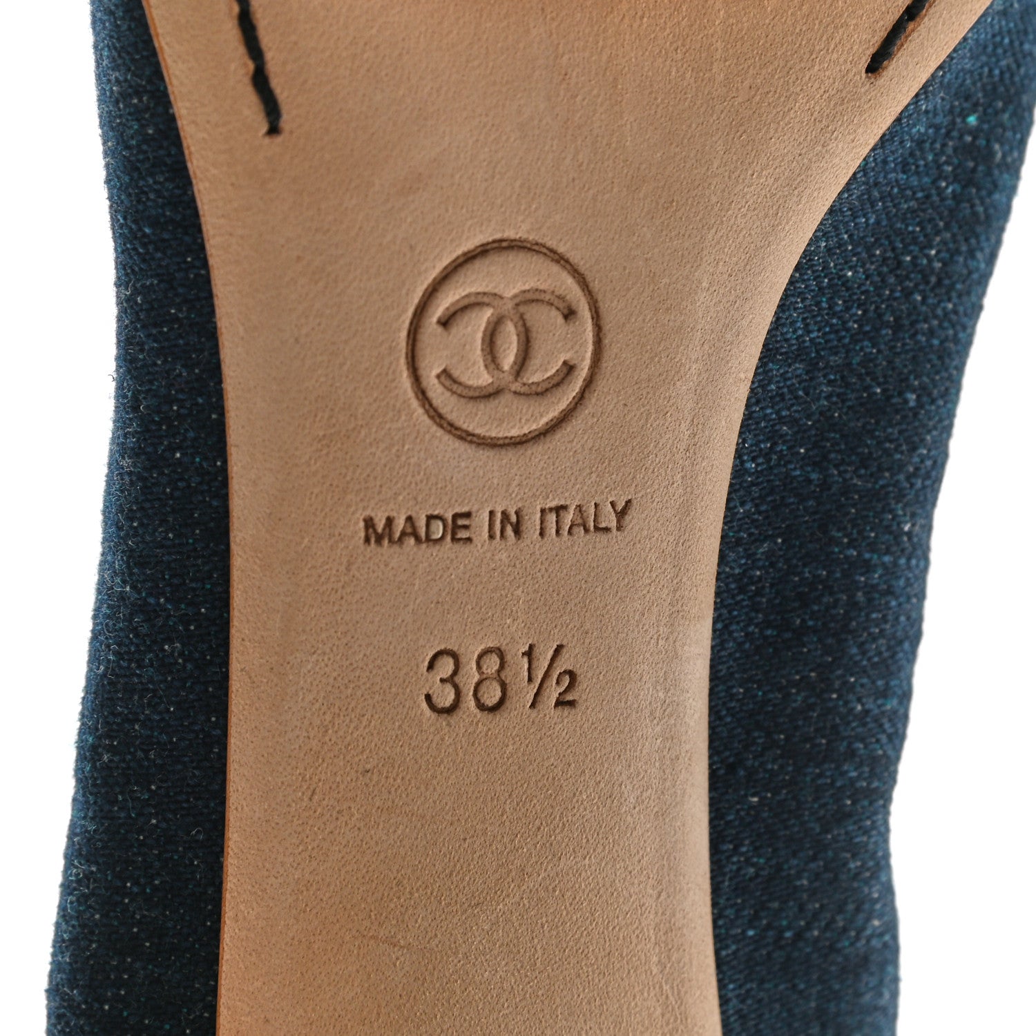 Chanel Denim Patent CC Elastic Stretch Pumps 38.5 Blue Black 6 of 8