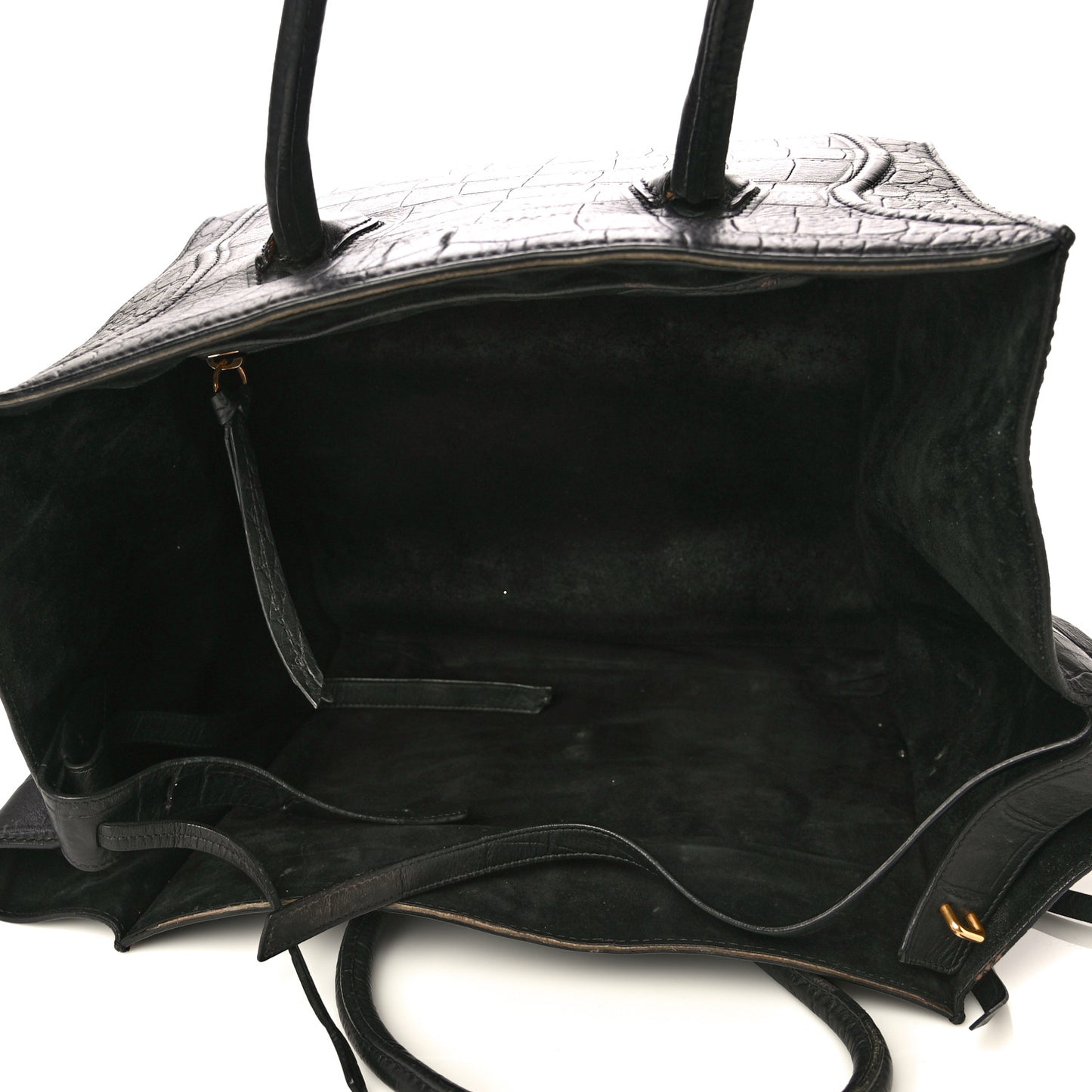 Crocodile Embossed Calfskin Medium Phantom Luggage Black