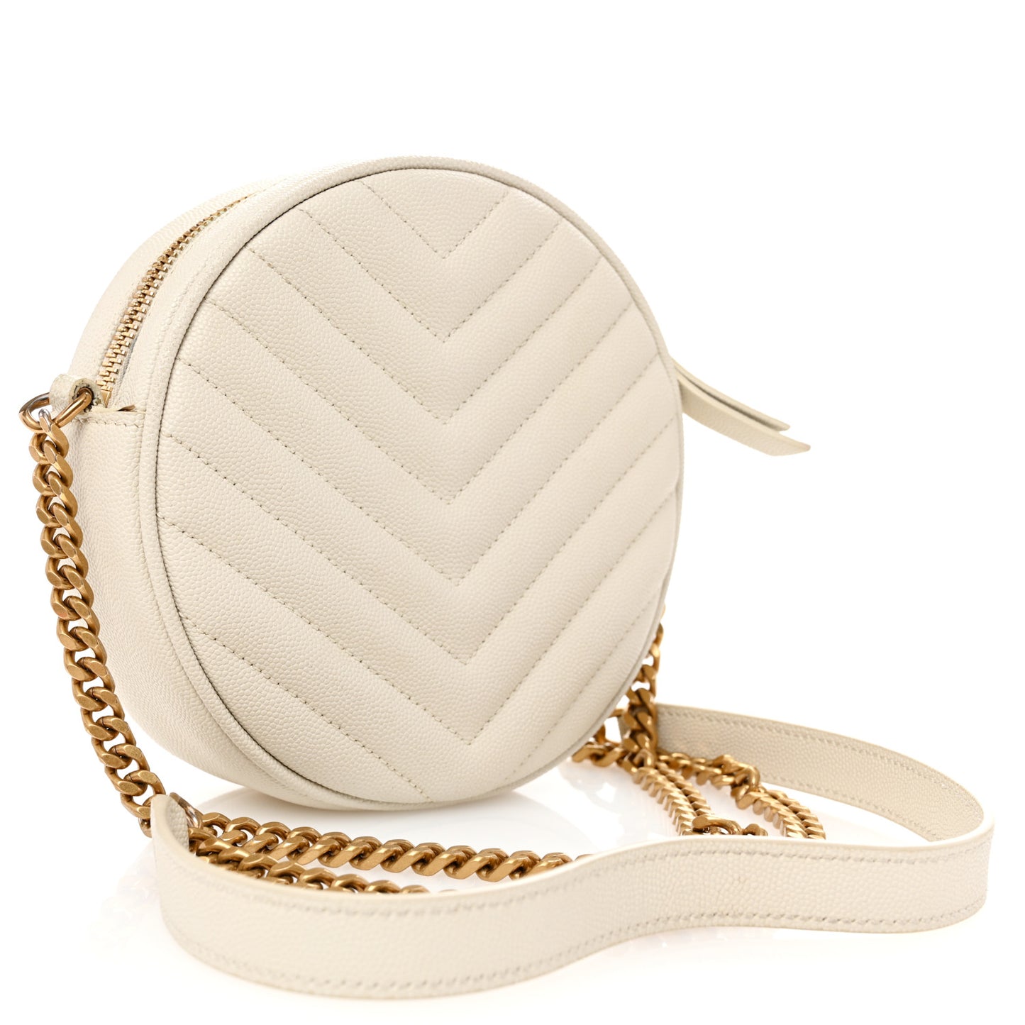 Grain De Poudre Matelasse Chevron Quilted Round Vinyle Camera Bag Crema Soft