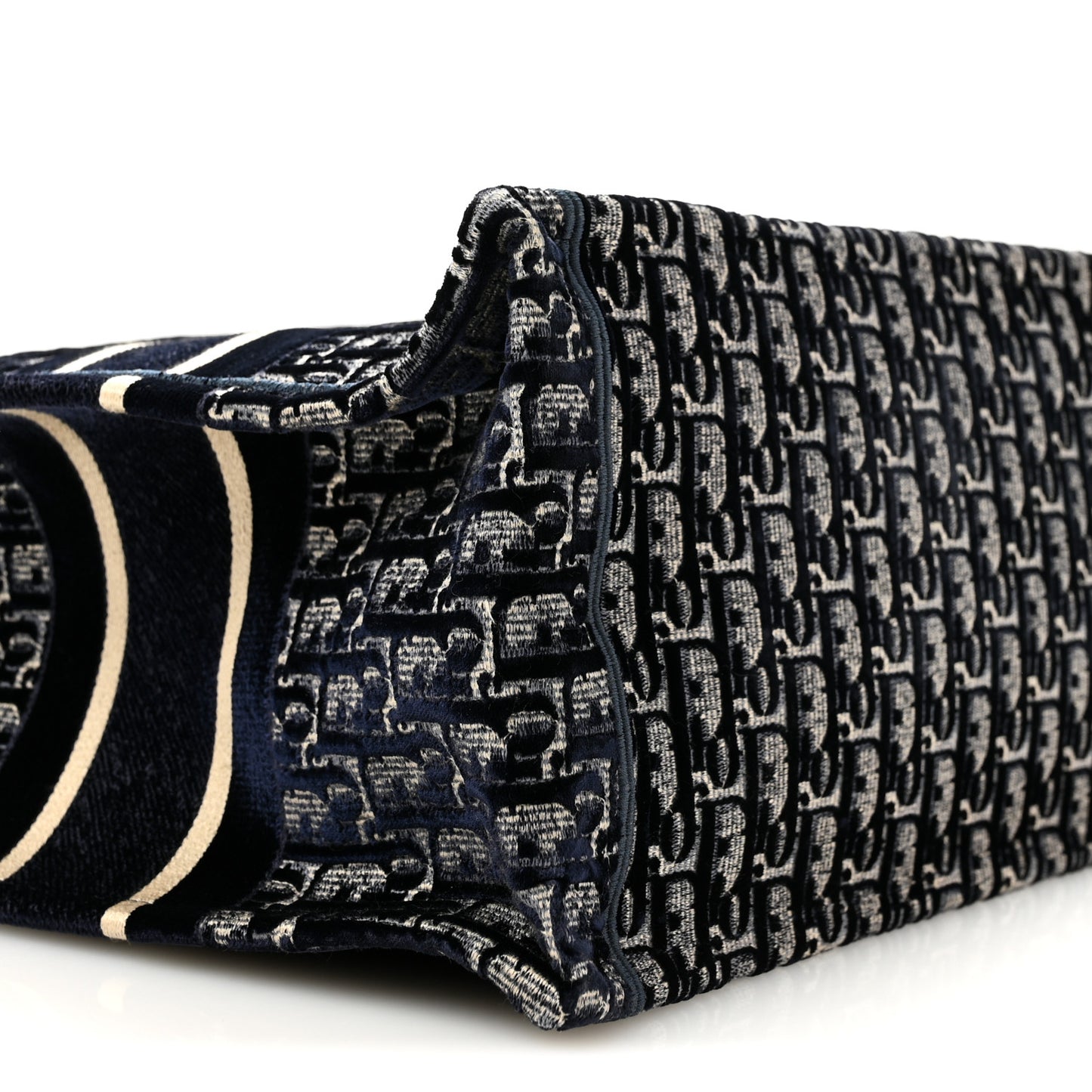 Oblique Velvet Medium Book Tote Blue Multicolor