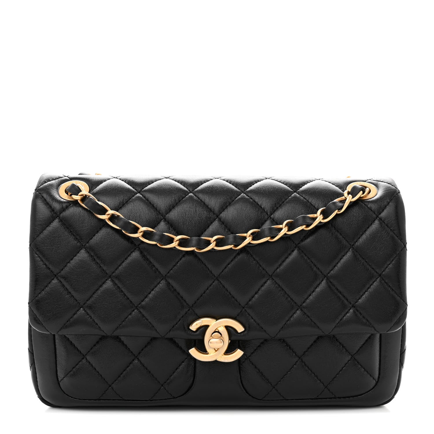 Chanel Shiny Lambskin Quilted Small Daily Friend Flap Black 1 of 10