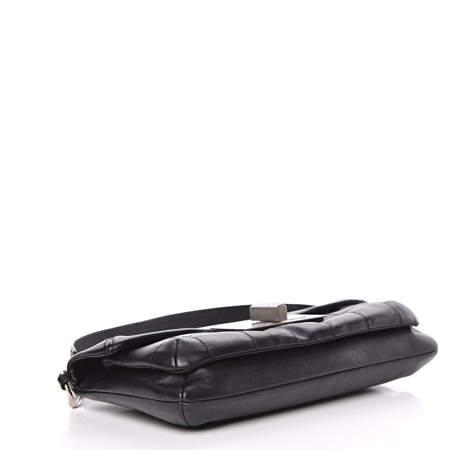 Calfskin Square Stitched Mademoiselle Shoulder Bag Black