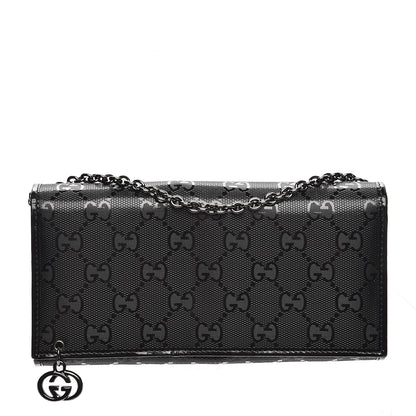 Gucci Imprime Monogram GG Pierce Chain Clutch Wallet Black 1 of 7